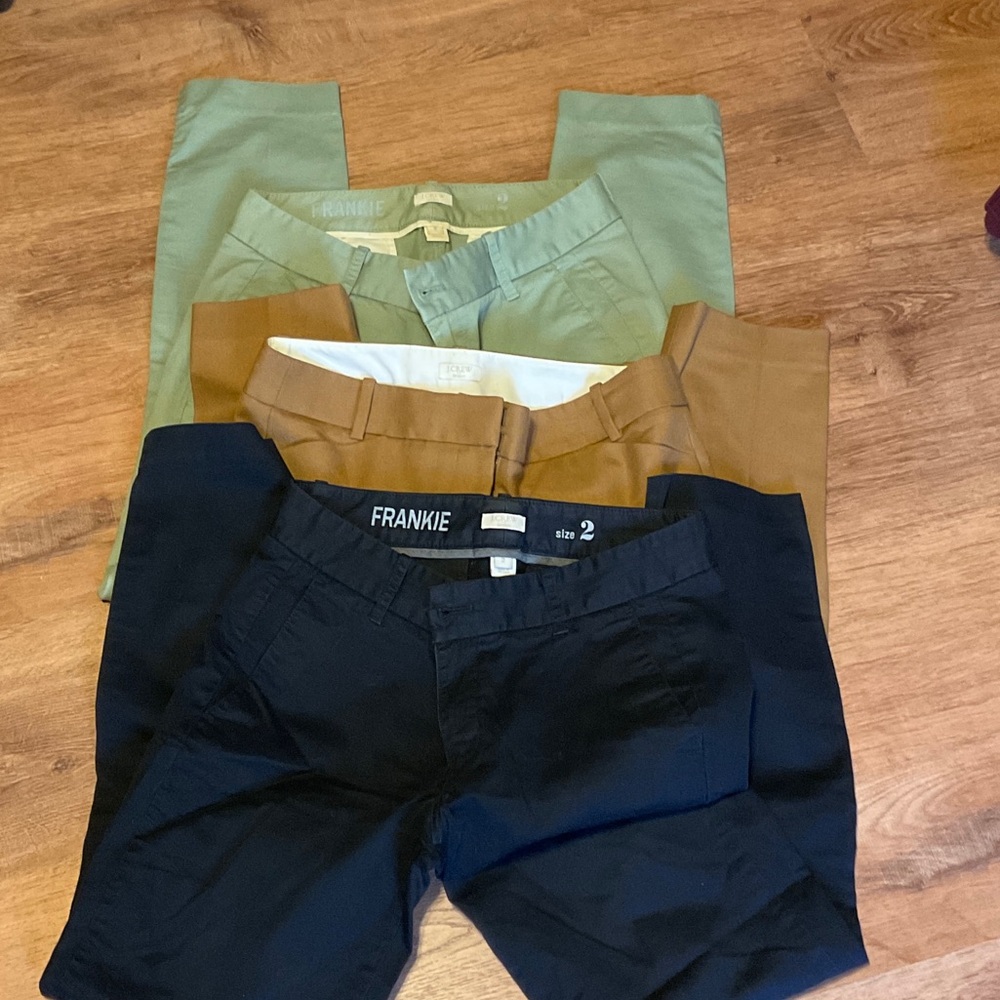 J. Crew Women’s Pants Trio in Black, Tan & Sage